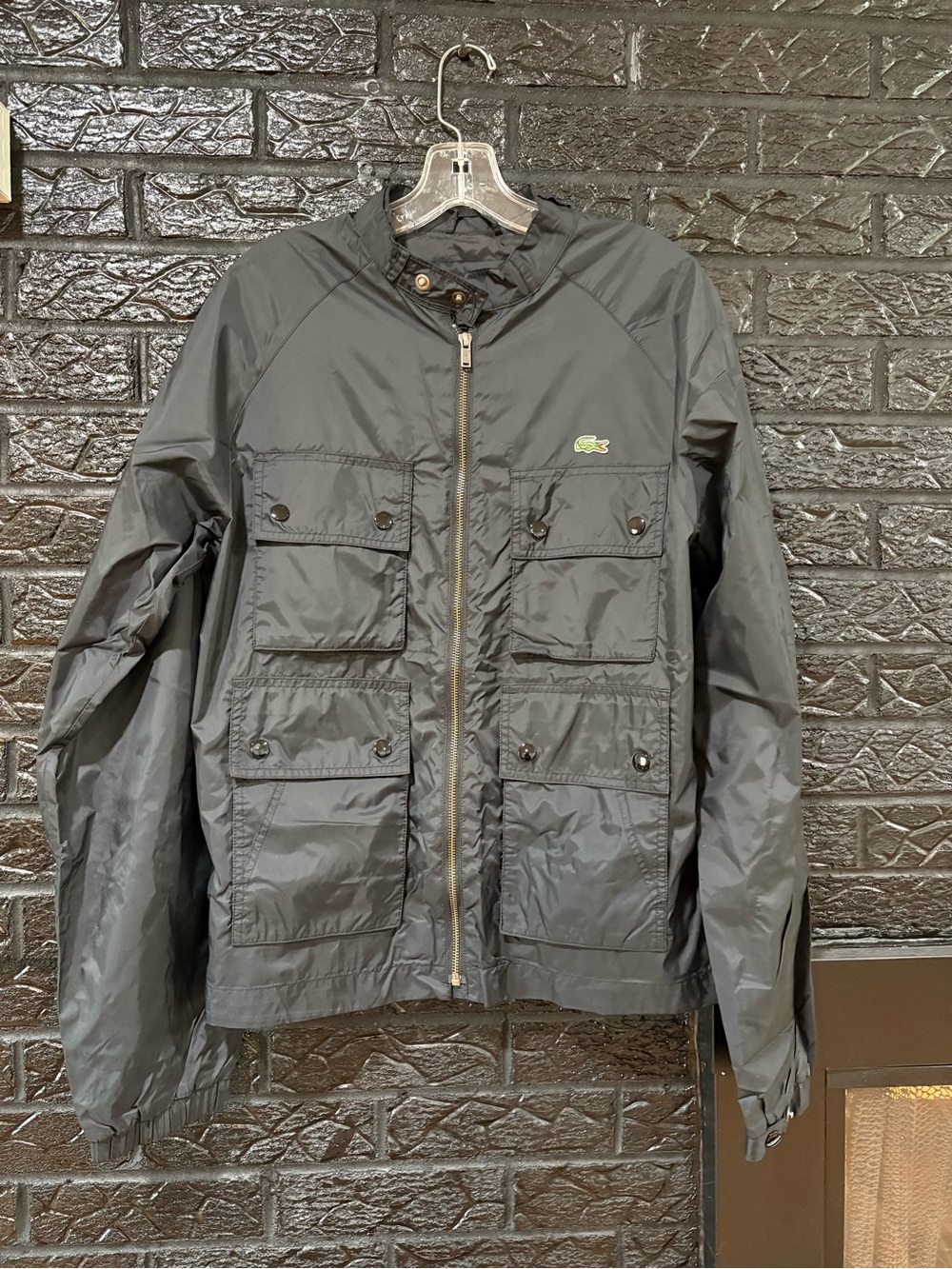 Lacoste L!VE Black Four-Pocket Zip Windbreaker Jacket | Size 52/5 (L) Men’s